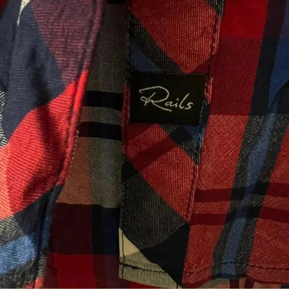 RAILS | Carmen Plaid Long Sleeve Button Down Shirt | Red White Blue | Size XS - Picture 7 of 9